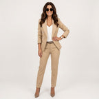 Women's Formal Long Blazer Set with Button Detail