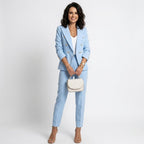 Women's Formal Long Blazer Set with Button Detail