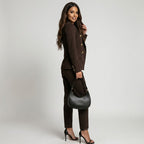 Women's Formal Long Blazer Set with Button Detail
