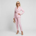 Women's Formal Long Blazer Set with Button Detail