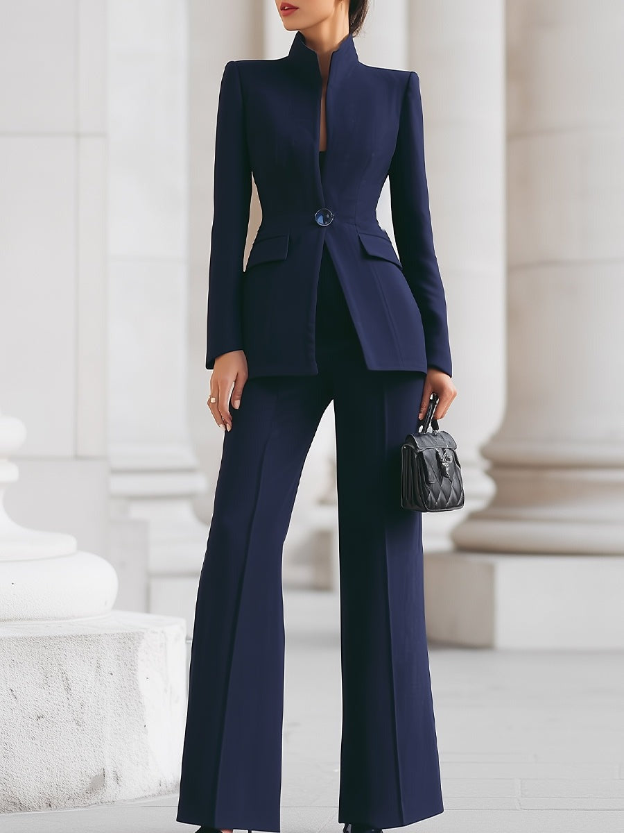 Women's Formal Structured Trouser Suit with Single Button