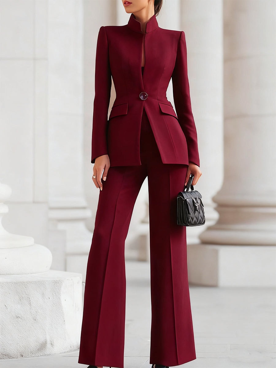 Women's Formal Structured Trouser Suit with Single Button
