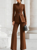 Women's Formal Structured Trouser Suit with Single Button