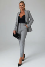 Women's Formal Two Piece Trouser Suit with Gold Button Blazer