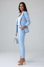 Women's Formal Two Piece Trouser Suit with Gold Button Blazer