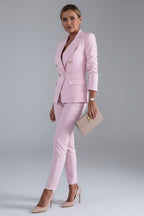 Women's Formal Two Piece Trouser Suit with Gold Button Blazer