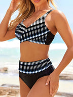 Women's High Waisted Bikini Set with V-Neck