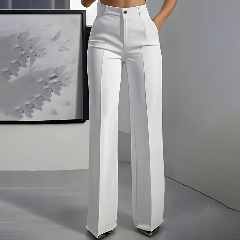 Women's High Waisted Wide Leg Trousers with Pockets
