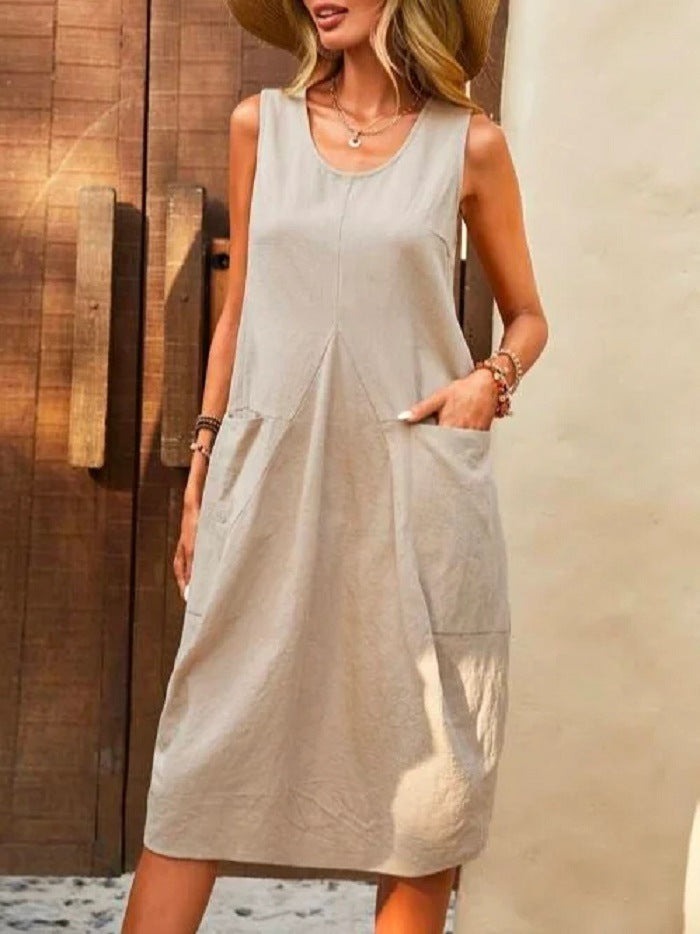 Women's Holiday Midi Dress with Pockets