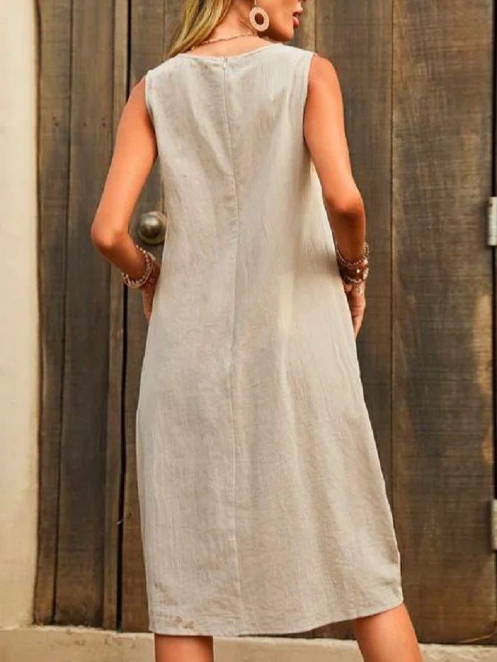 Women's Holiday Midi Dress with Pockets