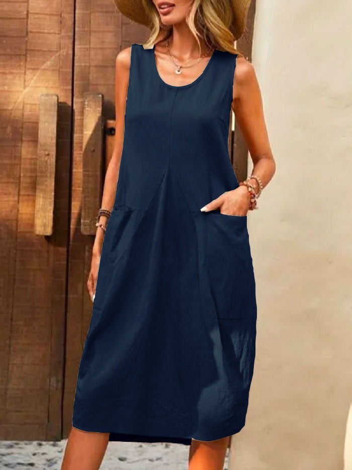 Women's Holiday Midi Dress with Pockets