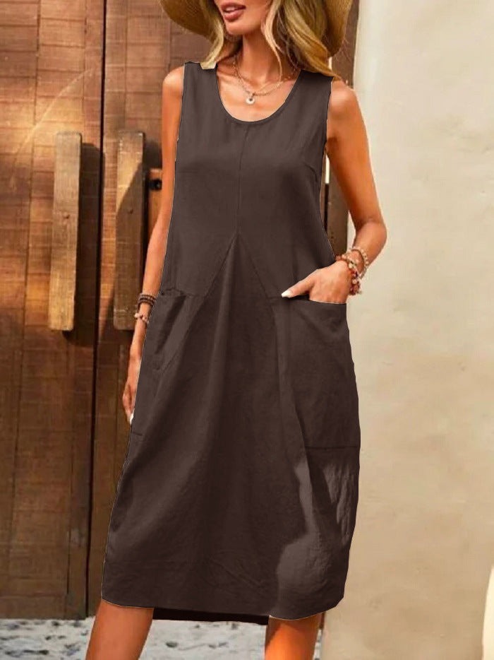 Women's Holiday Midi Dress with Pockets