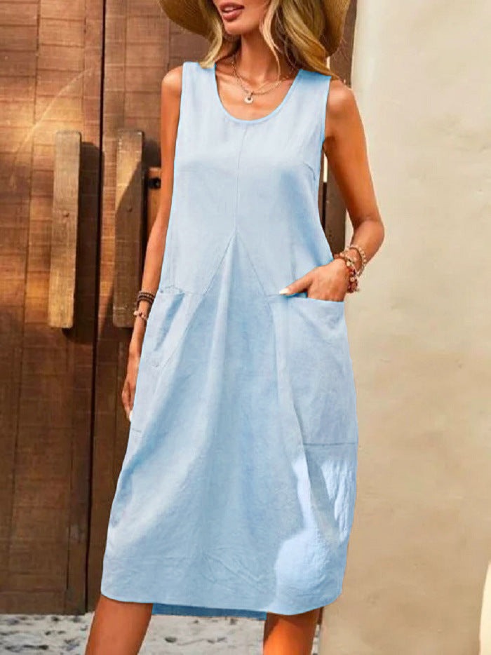 Women's Holiday Midi Dress with Pockets