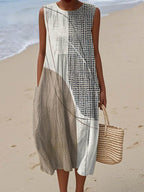Women's Holiday Summer Midi Dress with Pockets