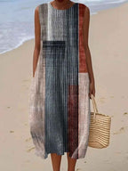 Women's Holiday Summer Midi Dress with Pockets