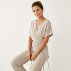 Women's Holiday Wrap Jumpsuit with V-Neck