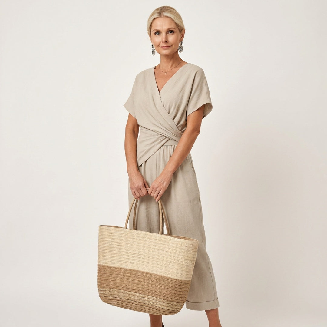 Women's Holiday Wrap Jumpsuit with V-Neck