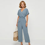 Women's Holiday Wrap Jumpsuit with V-Neck