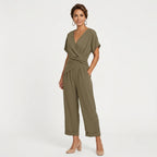 Women's Holiday Wrap Jumpsuit with V-Neck