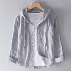 Women's Hooded Button-Front Shirt with Long Sleeves and Straight Hem