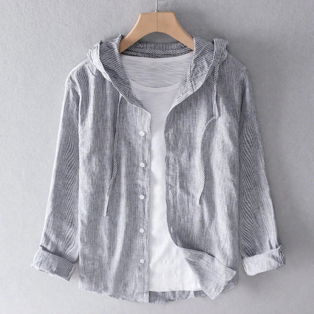 Women's Hooded Button-Front Shirt with Long Sleeves and Straight Hem