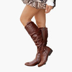 Women's Knee High Winter Boots with Buckle Strap