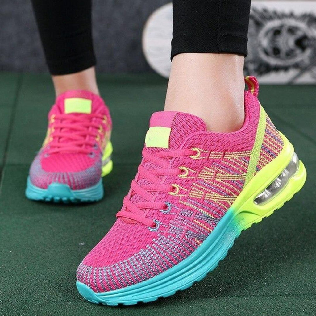 Women's Lace-Up Trainers with Multi-Colour Open-Weave Upper and Visible Air Unit Midsole
