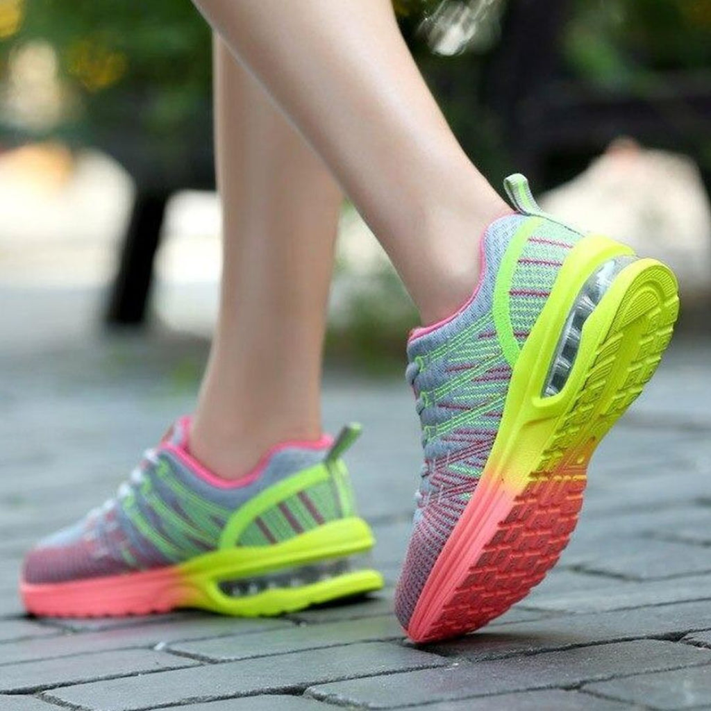 Women's Lace-Up Trainers with Multi-Colour Open-Weave Upper and Visible Air Unit Midsole