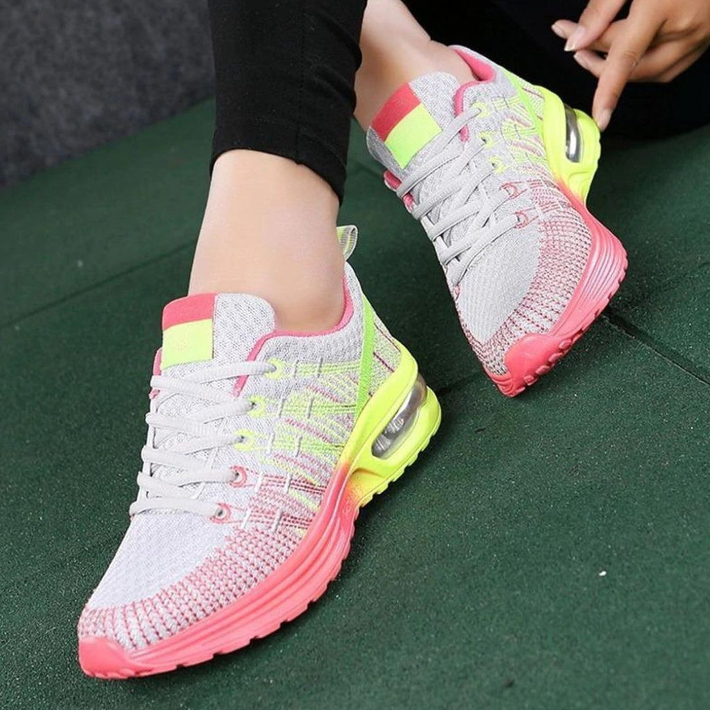 Women's Lace-Up Trainers with Multi-Colour Open-Weave Upper and Visible Air Unit Midsole
