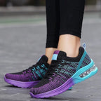 Women's Lace-Up Trainers with Multi-Colour Open-Weave Upper and Visible Air Unit Midsole