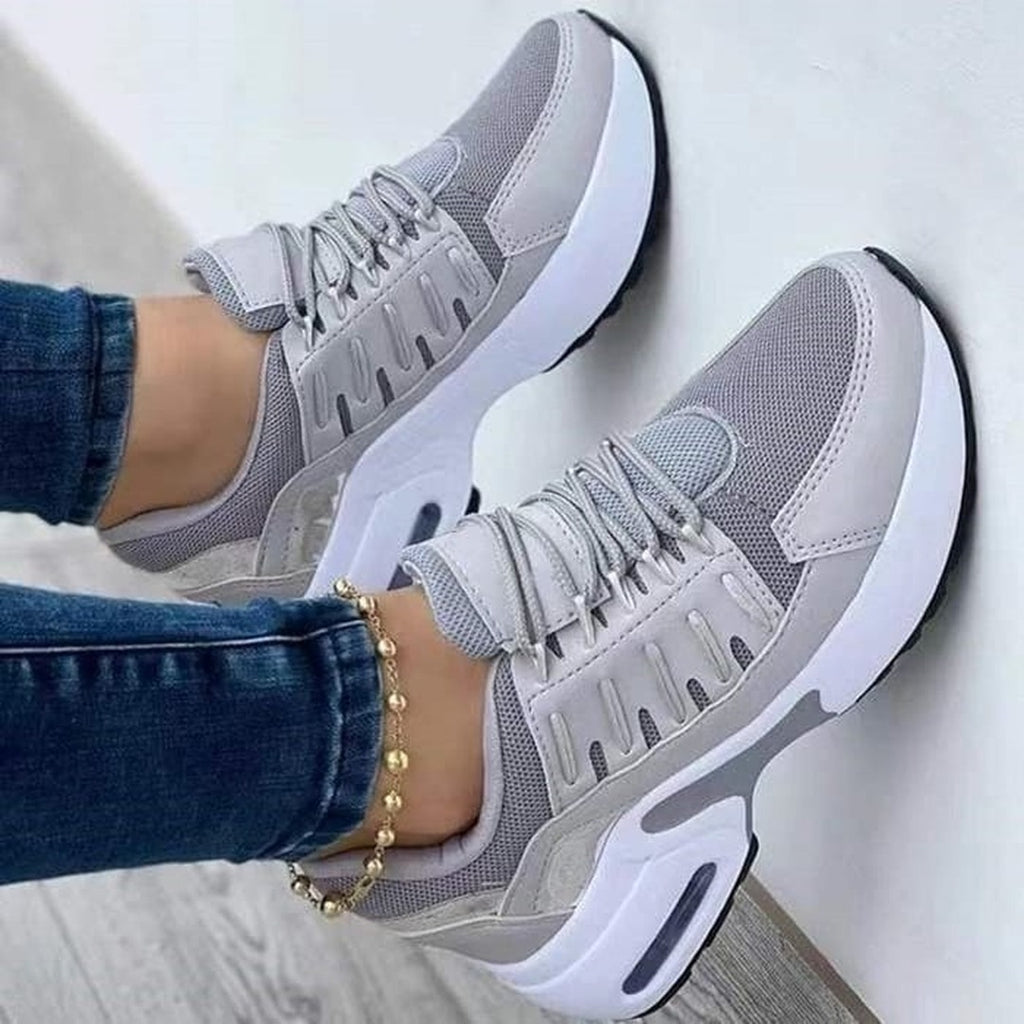 Women's Lace-Up Trainers with Perforated Panel Detail and Chunky Platform Sole
