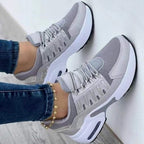 Women's Lace-Up Trainers with Perforated Panel Detail and Chunky Platform Sole