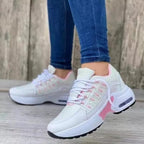 Women's Lace-Up Trainers with Perforated Panel Detail and Chunky Platform Sole