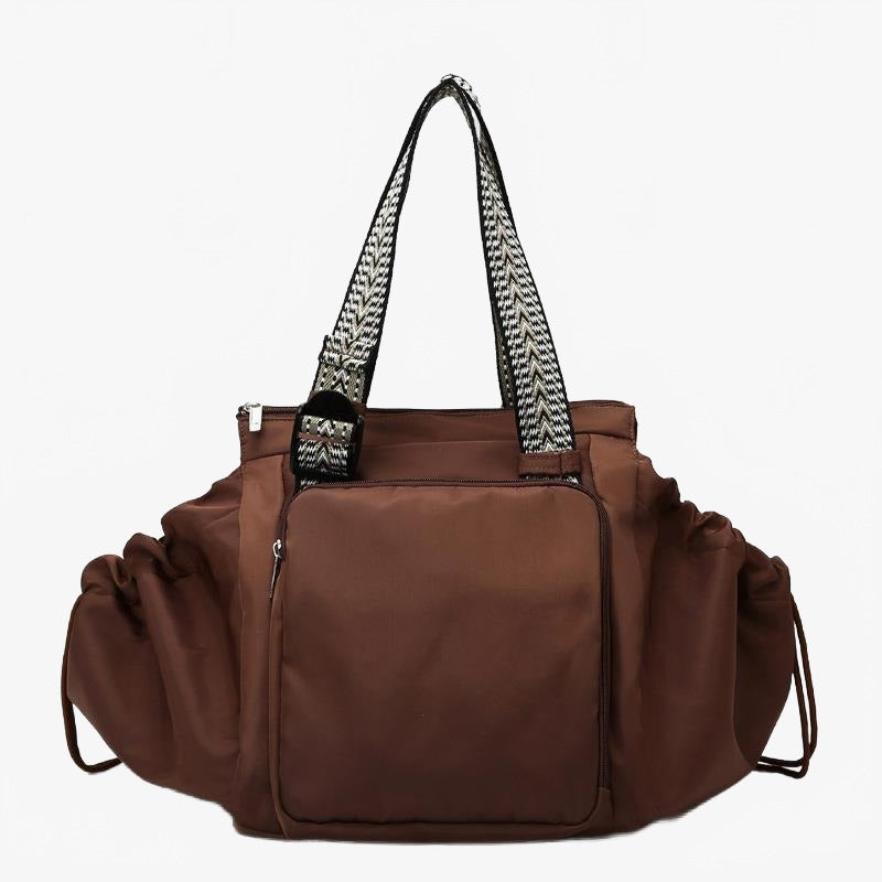 Women's Large Travel Tote Bag with Patterned Shoulder Strap