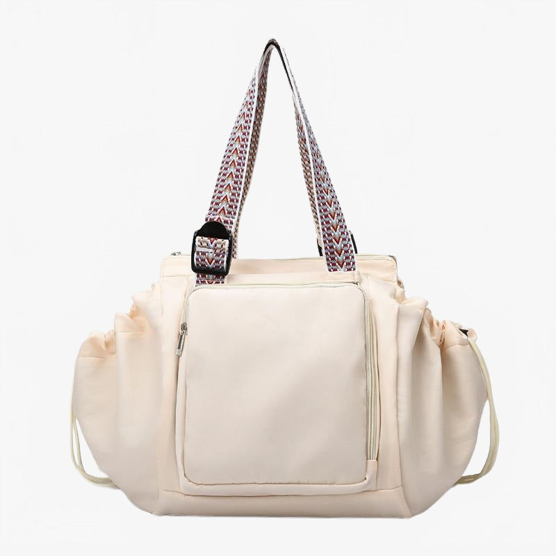 Women's Large Travel Tote Bag with Patterned Shoulder Strap