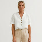 Women's Linen Blouse with Short Sleeve