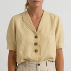 Women's Linen Blouse with Short Sleeve