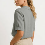 Women's Linen Blouse with Short Sleeve