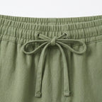 Women's Linen Cropped Trousers with Pockets and Drawstring