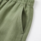 Women's Linen Cropped Trousers with Pockets and Drawstring