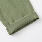 Women's Linen Cropped Trousers with Pockets and Drawstring