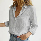 Women's Linen Oversized Shirt with Long Sleeves