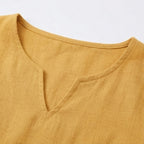 Women's Linen Summer Midi Dress with V-Neck and Pockets