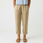 Women's Linen Trousers with Elasticated Waist