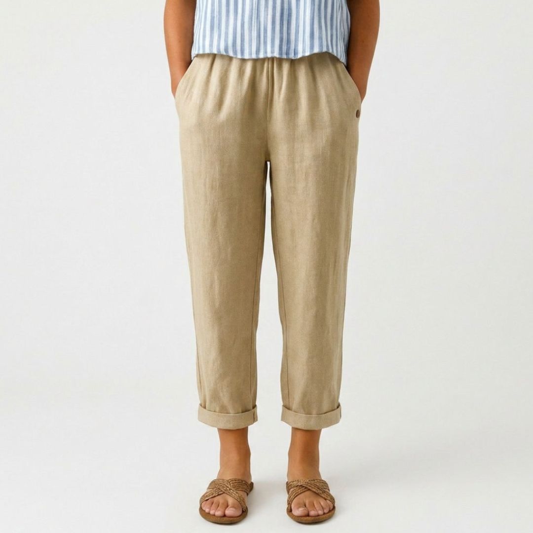 Women's Linen Trousers with Elasticated Waist