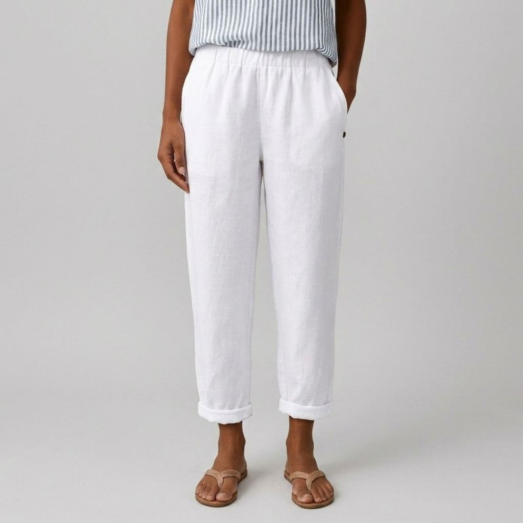 Women's Linen Trousers with Elasticated Waist