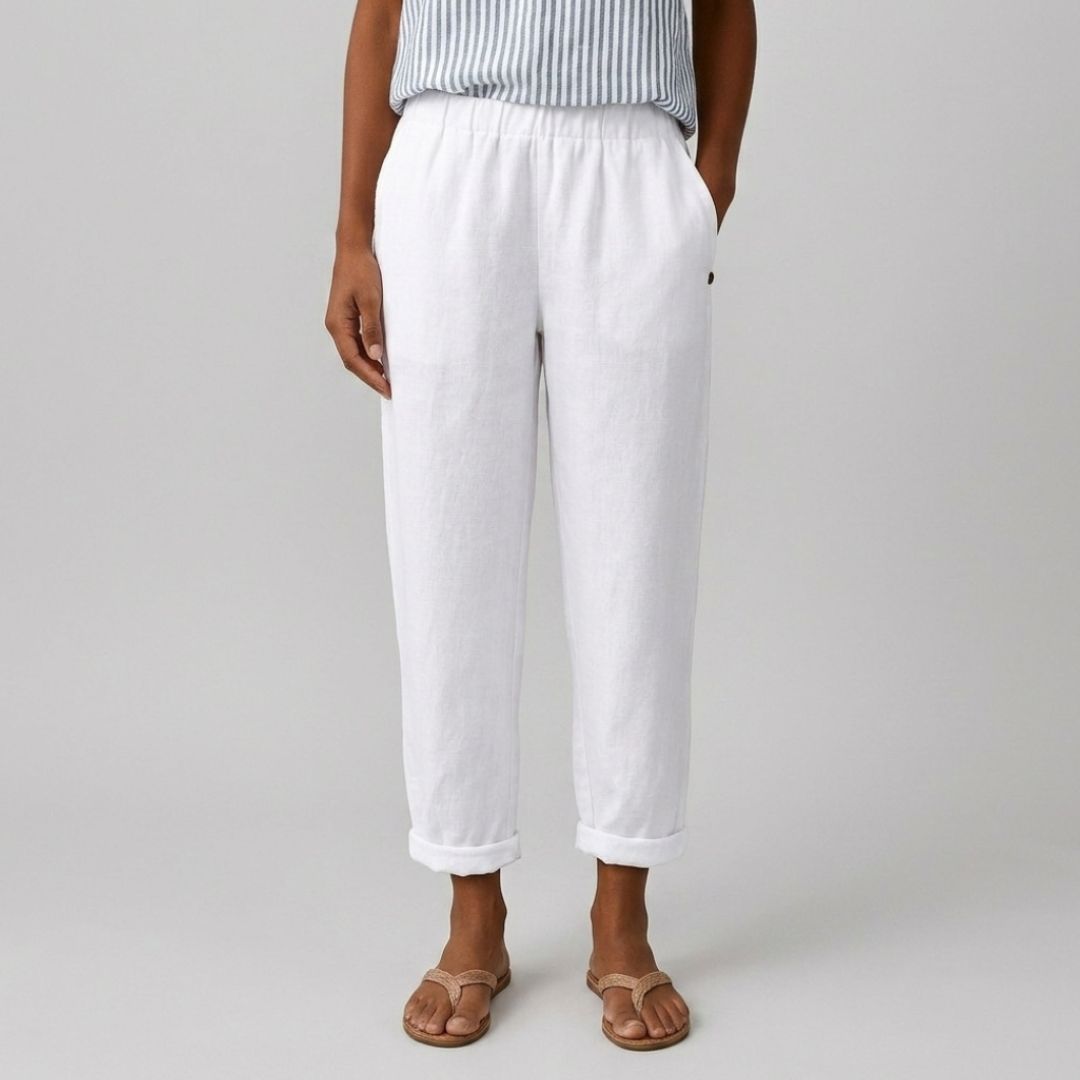 Women's Linen Trousers with Elasticated Waist