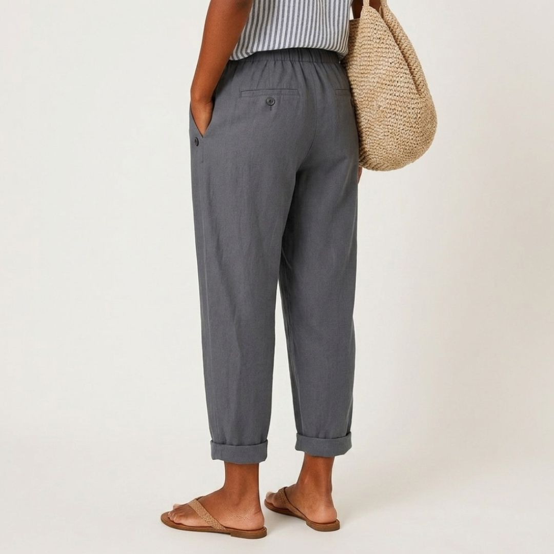 Women's Linen Trousers with Elasticated Waist