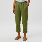 Women's Linen Trousers with Elasticated Waist