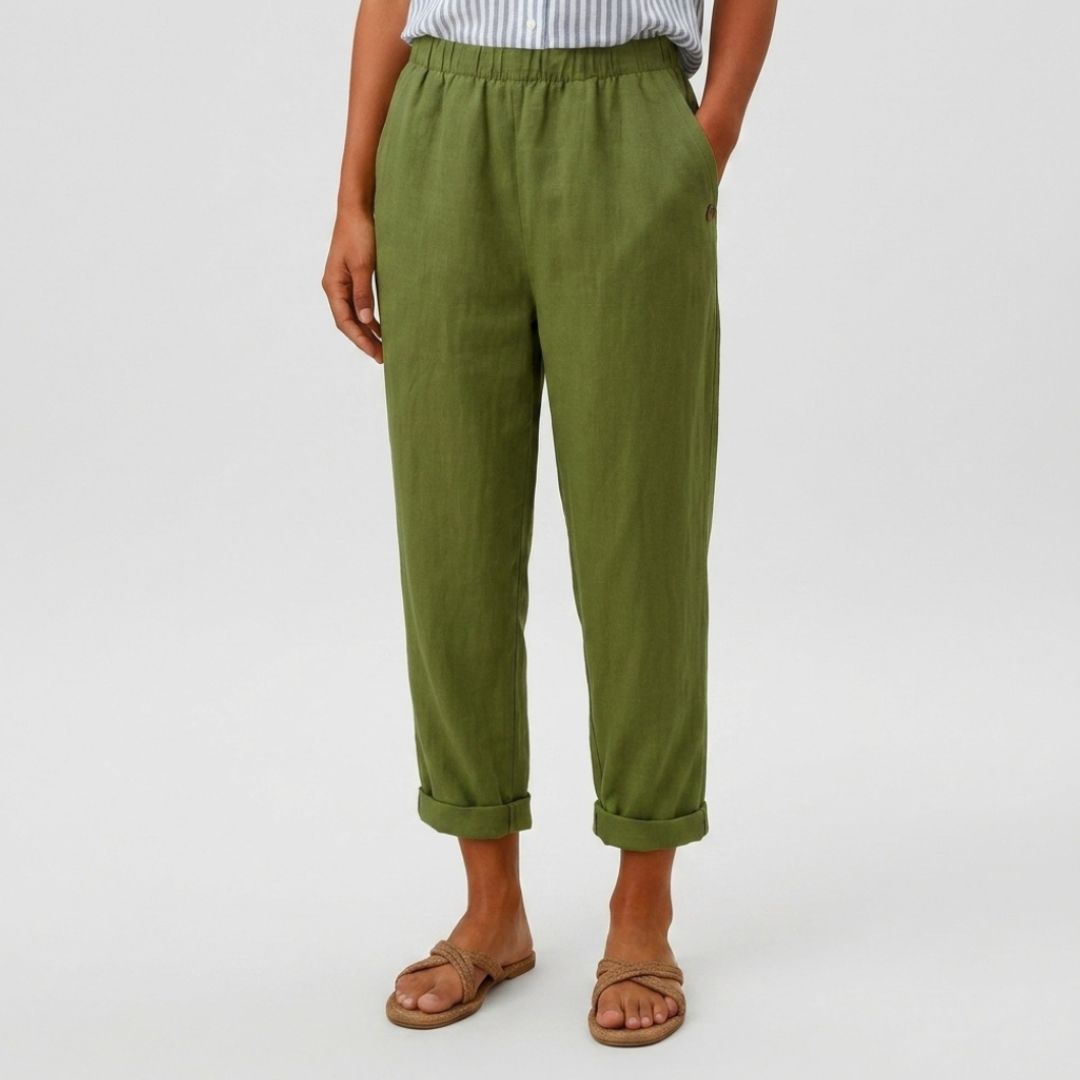 Women's Linen Trousers with Elasticated Waist